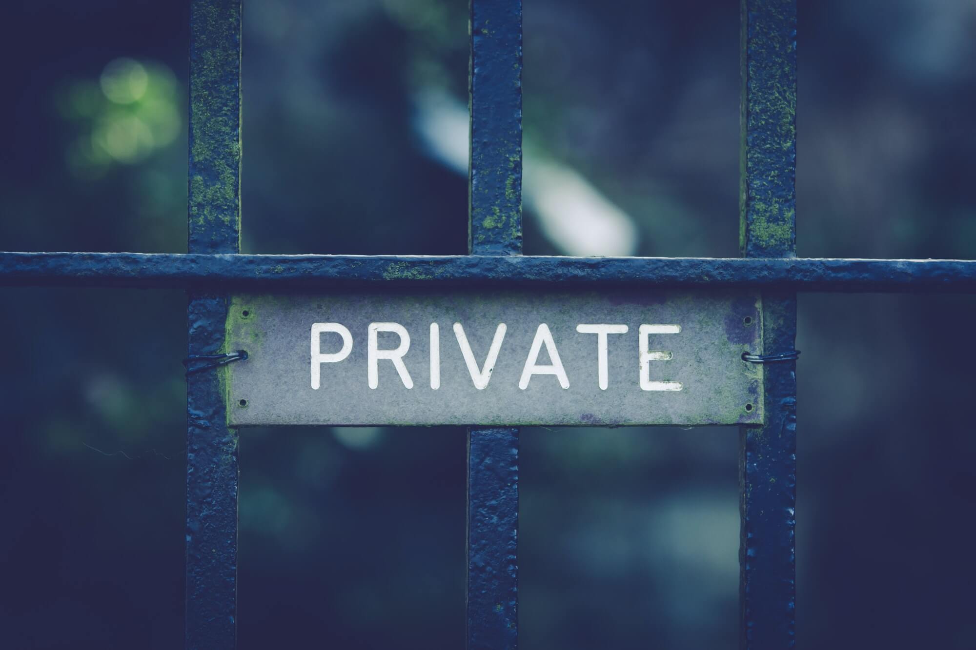 Image showing "Private" sign on gate railings to reflect TJ Search 2024 Data Privacy Policy